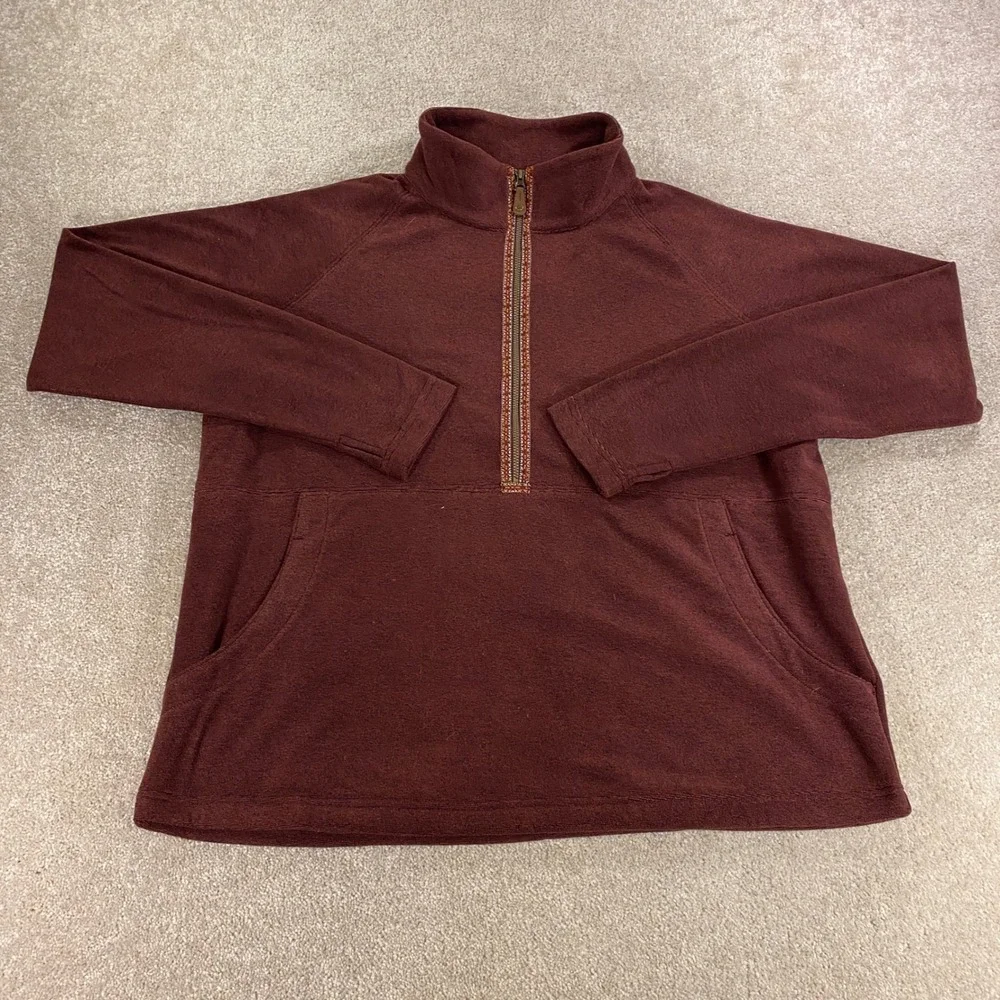 Sherpa Adventure Gear Pullover Womens XL Burgundy 1/4 Zip Fleece Thumbholes